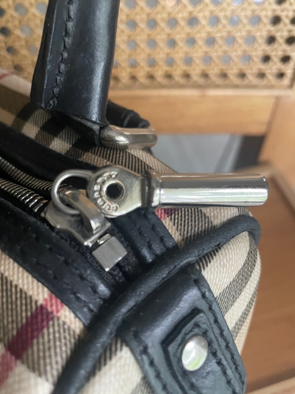 Burberry Mini Beige Plaid Satchel with Black Trim - Picture 3 of 11